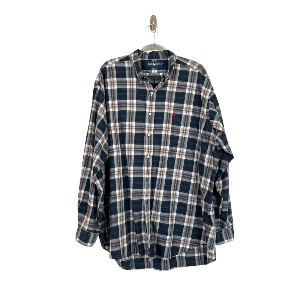 Ralph Lauren Mens Blake Plaid Button Down Shirt Long Sleeve Navy Green Red XXL